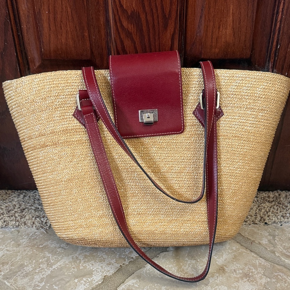 Ann Taylor Tan and Red Women's Tote Bag